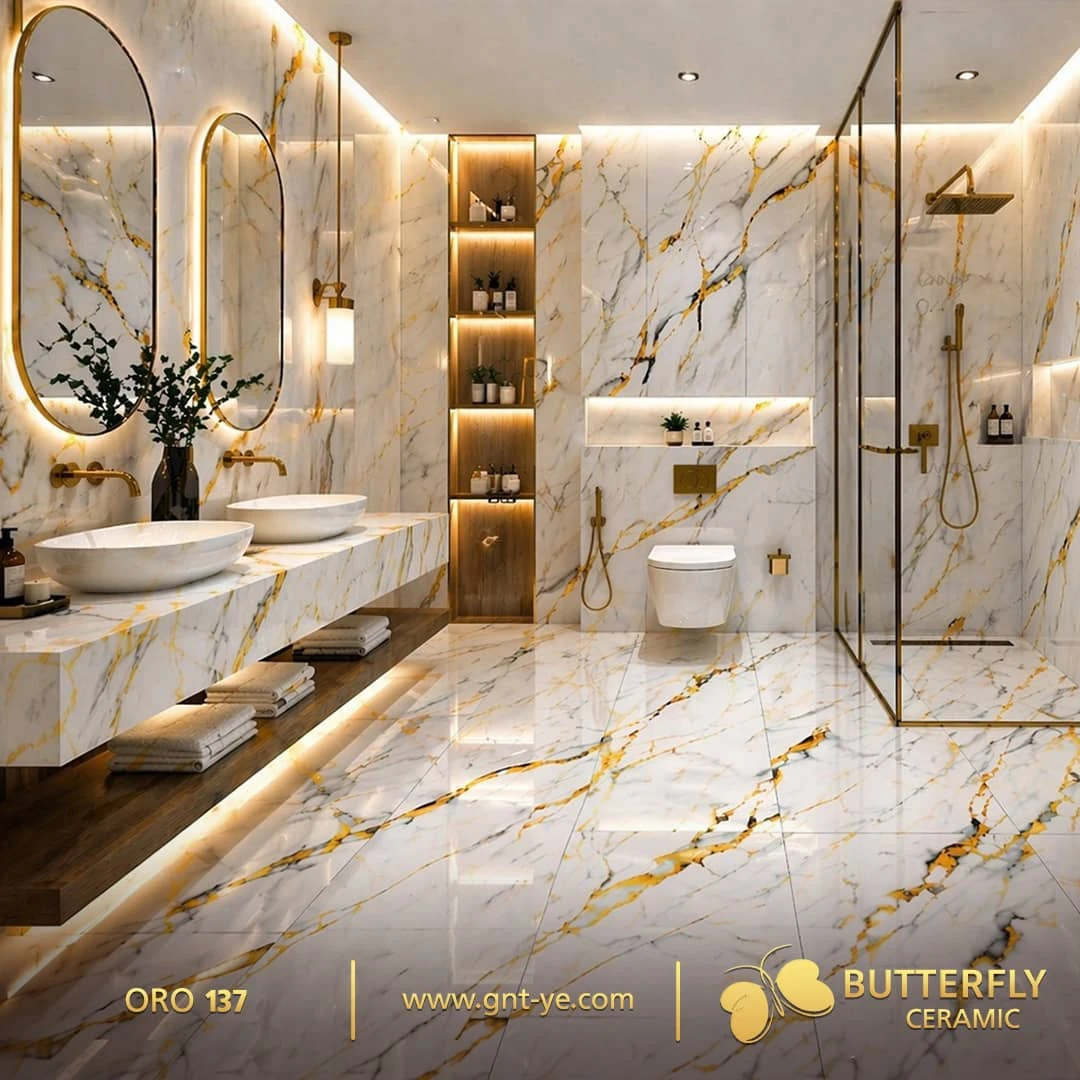 بلاط بورسلان كرستال 60×120   ماركه الفراشه حمامات وصالات